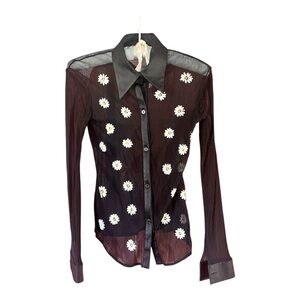 Vintage VIVIENNE TAM mesh and silk satin blouse